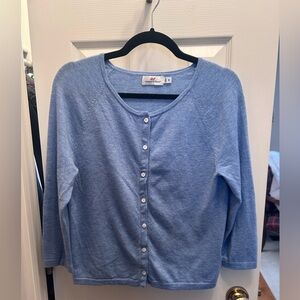Vineyard Vines Heather Blue Lightweight Cardigan w/Buttons & 3/4 Sleeves. Size M